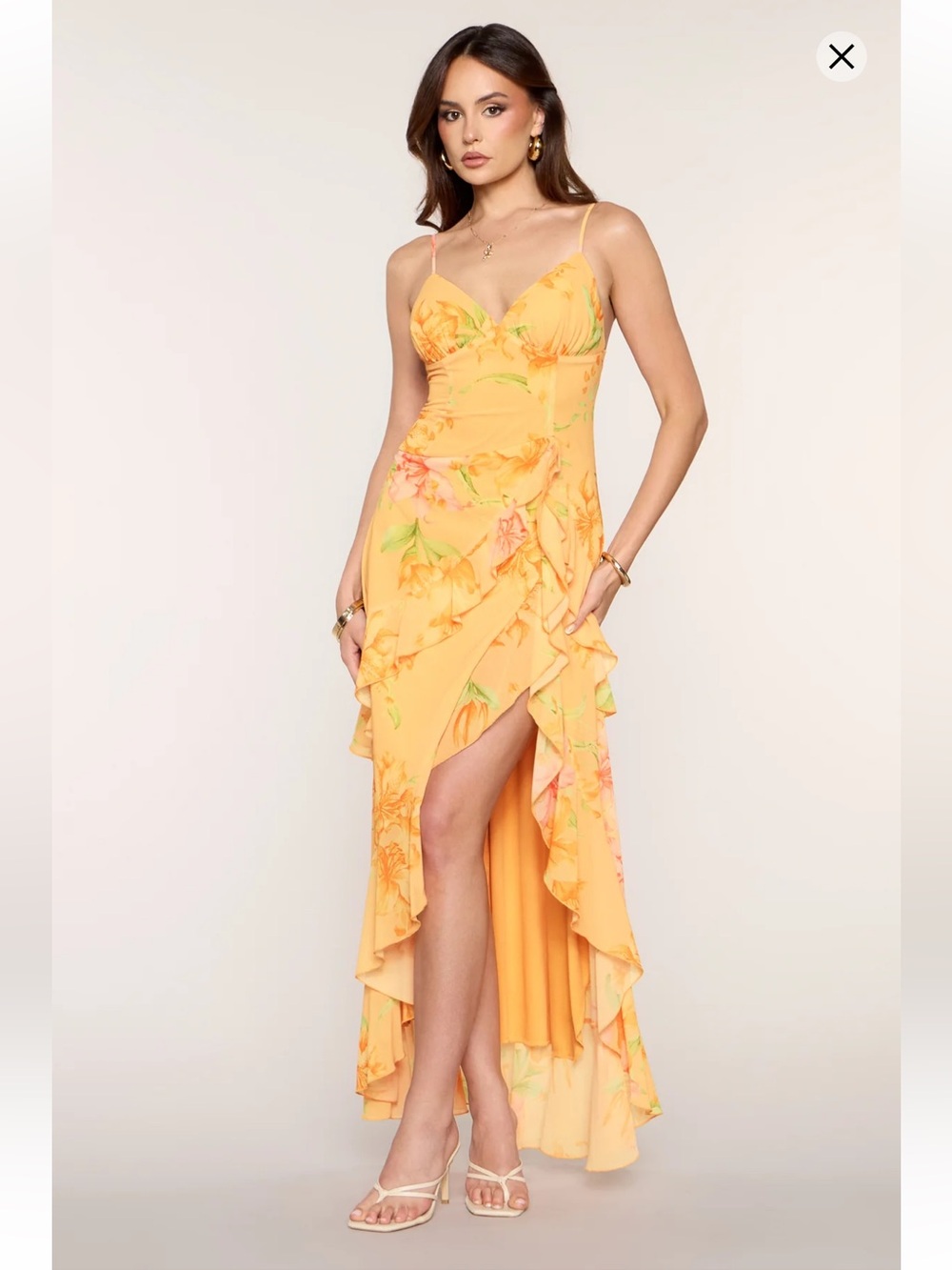 Windsor Floral Chiffon Hi Low Dress XL NWT